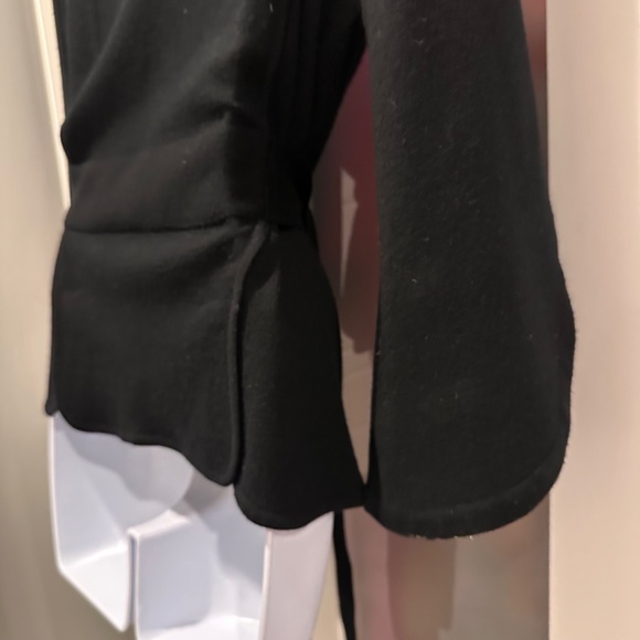 BCBGMaxAzria Black Merino Wool Knit Wrap Belted Cardigan Sweater Jacket Small - Picture 11 of 16